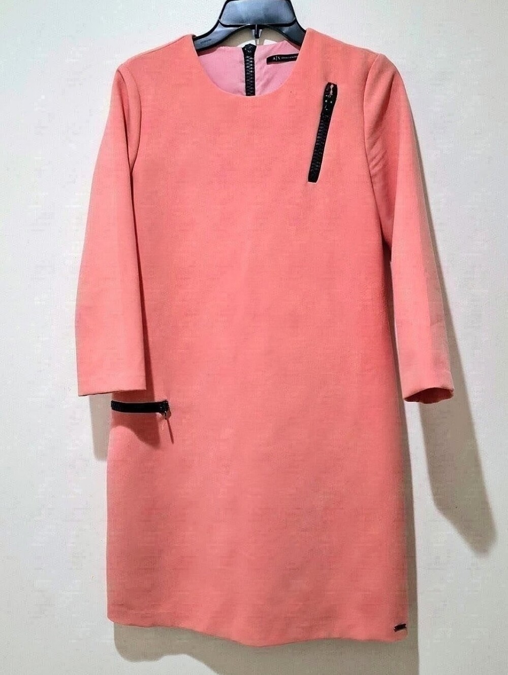 Coral Pink Zipper Shift Dress • Gently Used • A|X Armani Exchange US 6